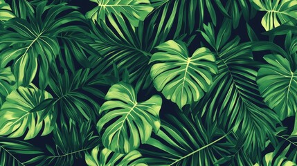 Tropical Palm Leaf Seamless Pattern