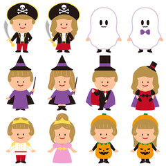 ハロウィンの仮装イラストセット