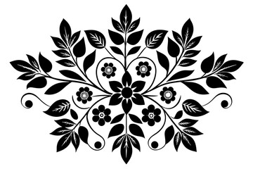 the pattern ornament element leaves and flowers follow each other Russian folk style vector art illustration