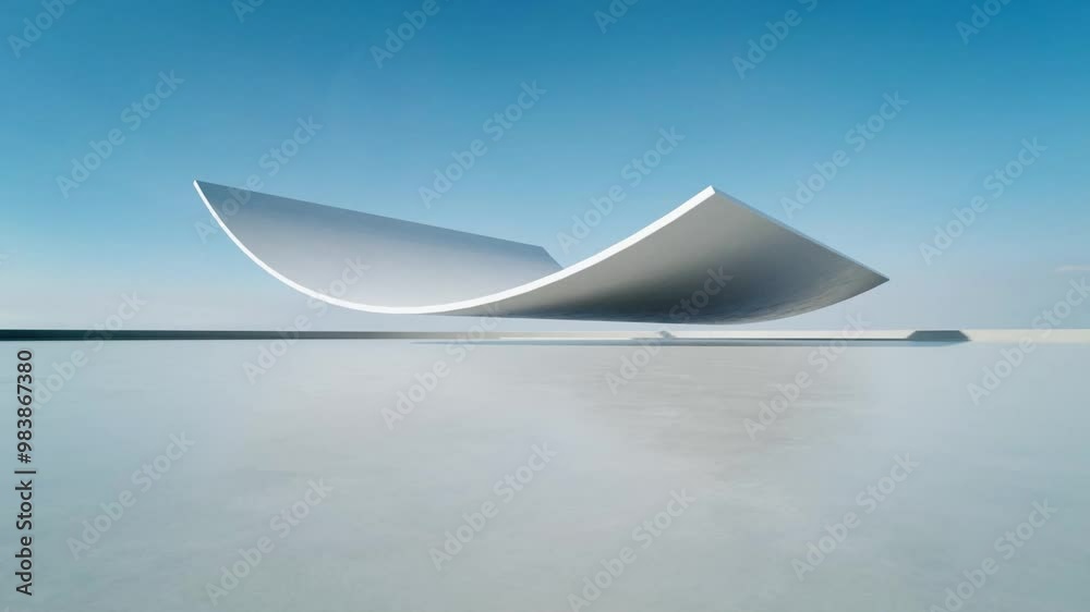 Poster 3d render of abstract curve structure futuristic architecture with empty concrete floor