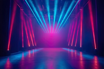 Fototapeta premium Red and Blue Stage Lighting with Smoke