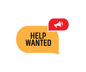 Help wanted sign on white background	