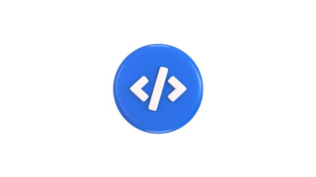 coding icon animation 3d render concept of programming language icon animation