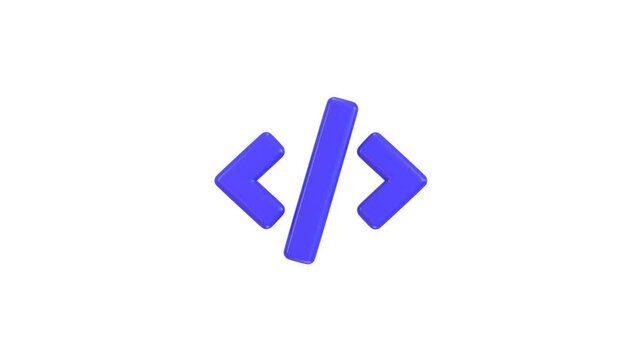 coding icon animation 3d render concept of programming language icon animation