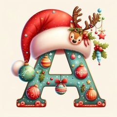 Fototapeta premium Alphabet letter a christmas style