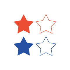 Vector image of red and blue stars, available in full color and outline.
