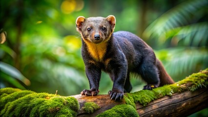 Obraz premium The tayra, a nimble member of the weasel family, thrives in diverse habitats, showcasing remarkable agility while