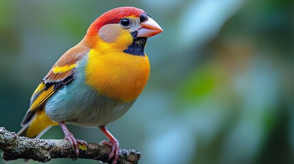 Majestic Hawfinch: Detailed Portrait of a Beautiful Bird Perched on a Branch, Highlighting Its Striking Beak and Vibrant Plumage