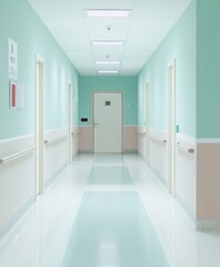 Healthcare Signage in Modern Clinic Hallway with Text Effects Emphasizing Hygiene and Prevention Messages During Daytime
