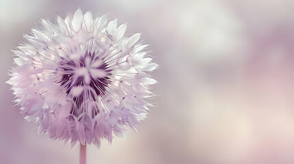 Obraz premium A Delicate Purple Dandelion with Feathery Seeds, Ready to Blow in the Gentle Breeze, Soft Focus Background
