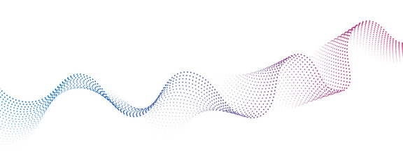 Flowing Dot Wave halftone gradient pattern on transparent background	