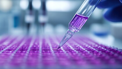 Closeup of a gene editing tool, such as CRISPR, in use by a researcher in a hightech lab