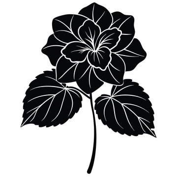 black flower silhouette on white background clip art preview