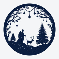 Obraz premium Christmas Scene Decor Laser Cut SVG Design