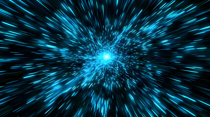 Fototapeta premium Abstract Blue Light Streaks Radiate Outward in a 3D Background Illustration