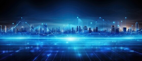 Futuristic Cityscape with Glowing Lines