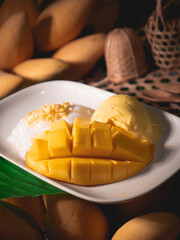Delicious Mango Dessert with Sticky Rice and Ice Cream