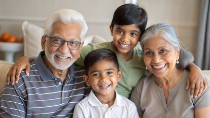 Obraz premium Indian Grandparents with Children 