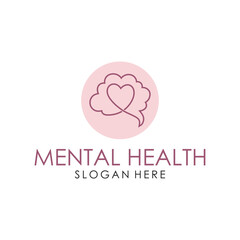 Mental health, psychological help, psychiatry concept logo design template