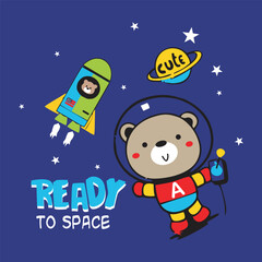 Naklejka premium ready to space bear design cartoon vector illustration