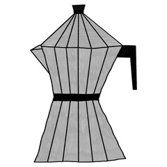 Coffee Machine Equipment, Moka Pot Hand Drawn Illustration