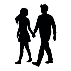 Flat design couple holding hands silhouette