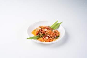 Fresh Salmon Dish with Garnish and Sauce