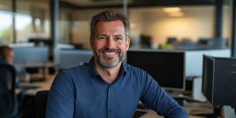 Fototapeta premium Confident Professional Man Working in a Modern Office Environment