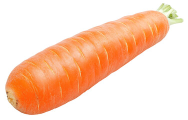 Carrot lying flat on transparent background.