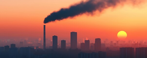 Obraz premium Urban smog, polluted cityscape, 3D illustration