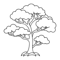 Hand-drawn coloring page for kids featuring trees line art