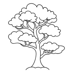 Hand-drawn coloring page for kids featuring trees line art