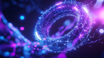 A captivating abstract swirl of neon lights, depicting digital innovation and futuristic technology in vibrant colors.