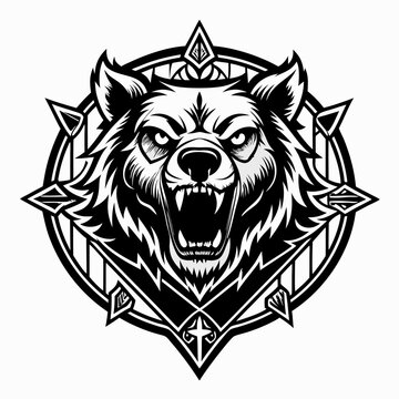 recommend clip art: Fierce Bear Head in Geometric Mandala Style Vector Illustration