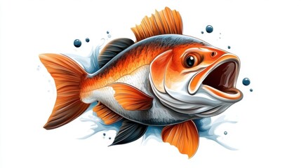 Fototapeta premium Colorful Illustrative Freshwater Fish Design