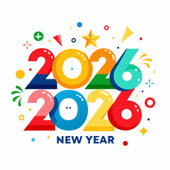 Obraz premium Stunning New Year 2025 Typography Designs, Creative Typography Design Ideas for New Year 2026 Celebrations,Top Typography Trends for New Year 2025, New Year 2026 Typography