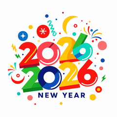 Obraz premium Stunning New Year 2025 Typography Designs, Creative Typography Design Ideas for New Year 2026 Celebrations,Top Typography Trends for New Year 2025, New Year 2026 Typography