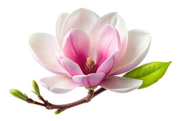 Magnolia flower in full bloom isolated on transparent background