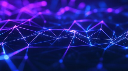 A vibrant abstract network with glowing lines and nodes in shades of blue and purple, symbolizing technology and innovation.