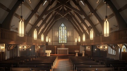 Renovation of Faith: The Restored Church and Renewed Spirit - Visualize a renovated church with a renewed spirit, illustrating the process of revitalizing faith and belief.
