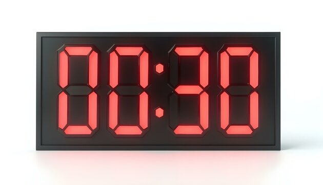 A digital clock timer displaying 00:30 representing a countdown isolated on a white background
