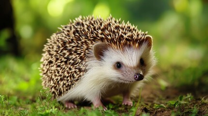 Fototapeta premium Hedgehogs are small, night-time animals with sharp spines for protection. They live in many places around the world and eat both plants and animals.