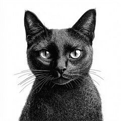 Detailed Russian Blue Cat Portrait With Intense Gaze and Clear Features. Generative AI