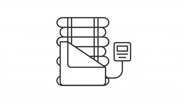 Orthopedic mattress line animation. Decubitus treatment animated icon. Moving, changing. Comfortable bedding. Black illustration on white background. HD video with alpha channel. Motion graphic