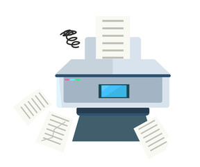 故障したコピー機。動かない印刷機。ベクターイラスト
