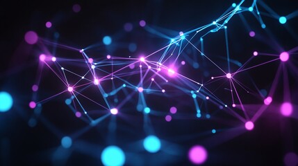 Fototapeta premium Abstract digital network connections in vibrant hues of blue and pink, creating a dynamic backdrop of technology and innovation.