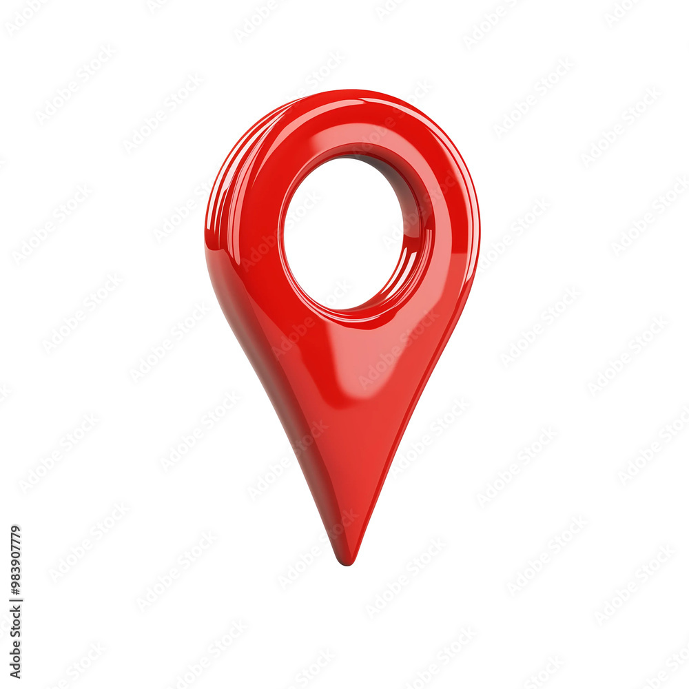 Wall mural a shiny red pin for pinning the location, 3d illustration