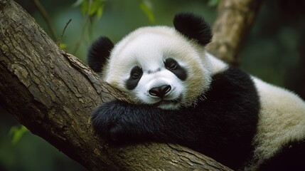 Obraz premium This is a picture of a giant panda. Giant pandas are in danger of going extinct.