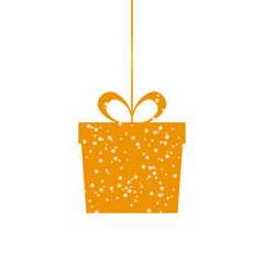 Vector illustration of hanging gift box on transparent background