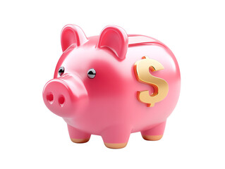 Obraz premium A vibrant pink piggy bank with a dollar sign, symbolizing saving money and financial planning for future investments, Transparent background.